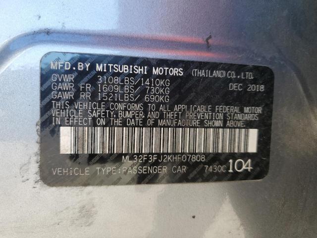 ML32F3FJ2KHF07808 - 2019 MITSUBISHI MIRAGE G4 ES Gris foto 12