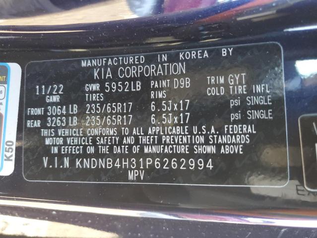 KNDNB4H31P6262994 - 2023 KIA CARNIVAL LX BLUE photo 13