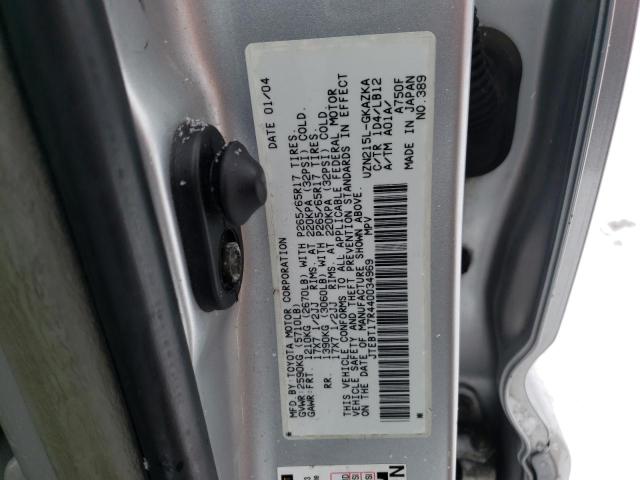 JTEBT17R440034969 - 2004 TOYOTA 4RUNNER LIMITED SILVER photo 13