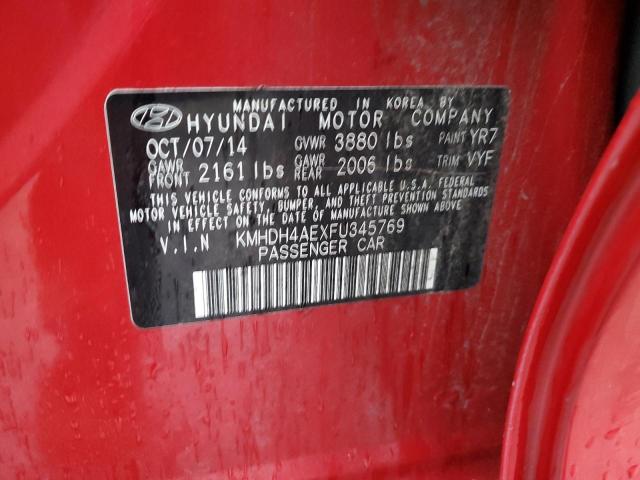 KMHDH4AEXFU345769 - 2015 HYUNDAI ELANTRA SE RED photo 13