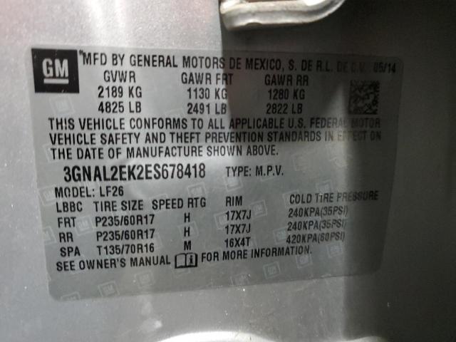 3GNAL2EK2ES678418 - 2014 CHEVROLET CAPTIVA LS 银色 照片 12