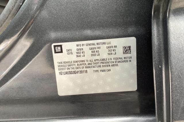 1G1JA6SG0G4139118 - 2016 CHEVROLET SONIC LS 黑色 照片 10