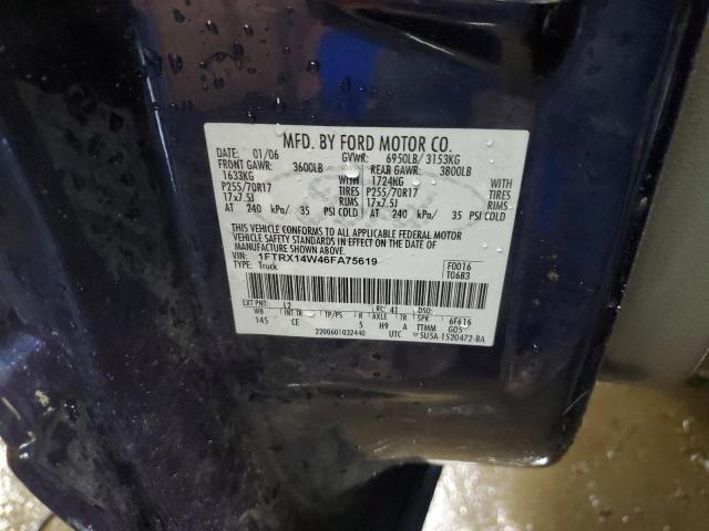 1FTRX14W46FA75619 - 2006 FORD F150 BLUE photo 12