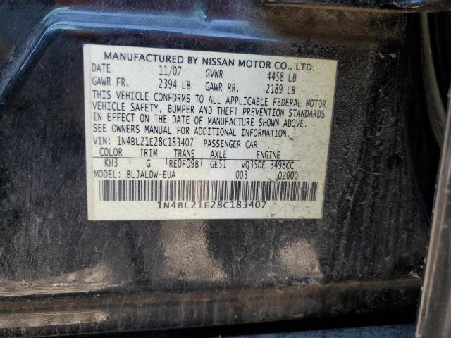 1N4BL21E28C183407 - 2008 NISSAN ALTIMA 3.5SE BLACK photo 12