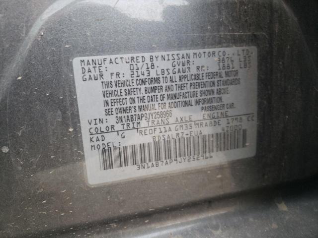 3N1AB7AP9JY258966 - 2018 NISSAN SENTRA S GRAY photo 12