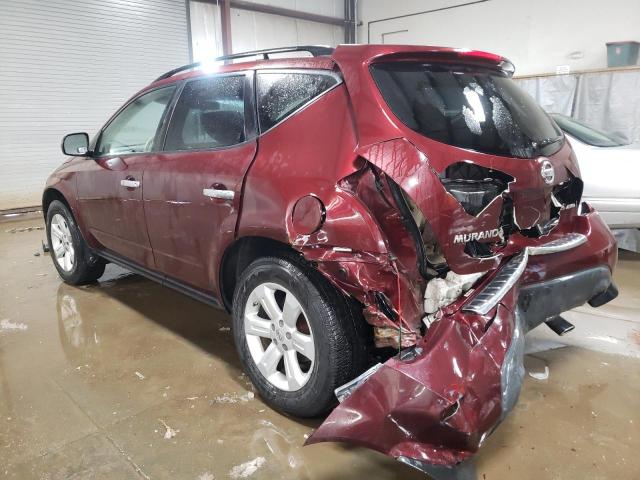 JN8AZ08W97W633420 - 2007 NISSAN MURANO SL MAROON photo 2