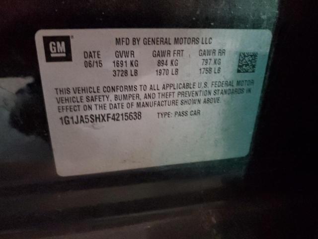 1G1JA5SHXF4215638 - 2015 CHEVROLET SONIC LS შავი ფოტო 12