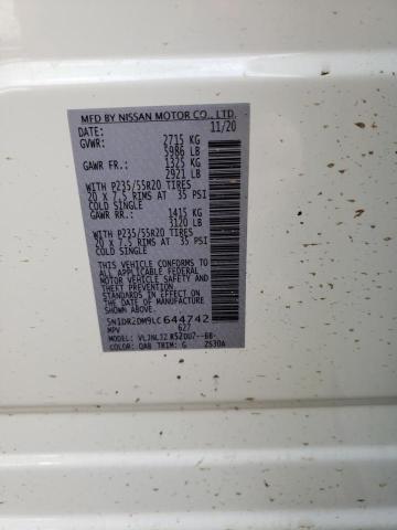 5N1DR2DM9LC644742 - 2020 NISSAN PATHFINDER PLATINUM WHITE photo 13