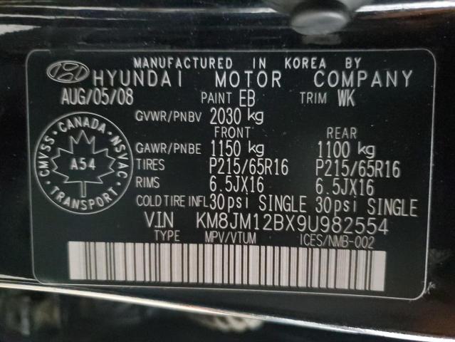 KM8JM12BX9U982554 - 2009 HYUNDAI TUCSON GLS BLACK photo 14