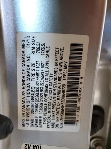 2HKRM4H52DH646720 - 2013 HONDA CR-V EX SILVER photo 13