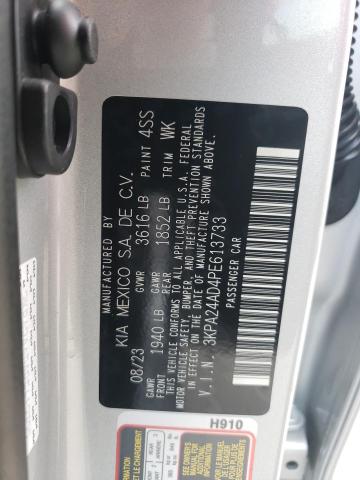 3KPA24AD4PE613733 - 2023 KIA RIO LX SILVER photo 13