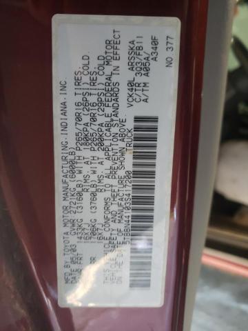 5TBBN44103S417200 - 2003 TOYOTA TUNDRA ACCESS CAB SR5 BURGUNDY photo 12