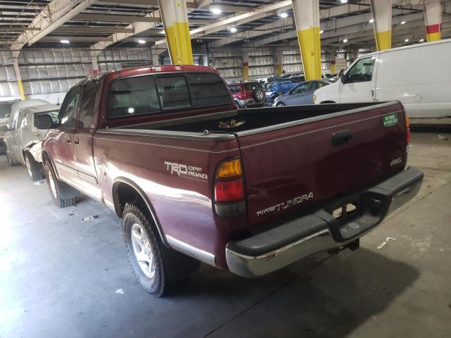 5TBBN44103S417200 - 2003 TOYOTA TUNDRA ACCESS CAB SR5 BURGUNDY photo 2