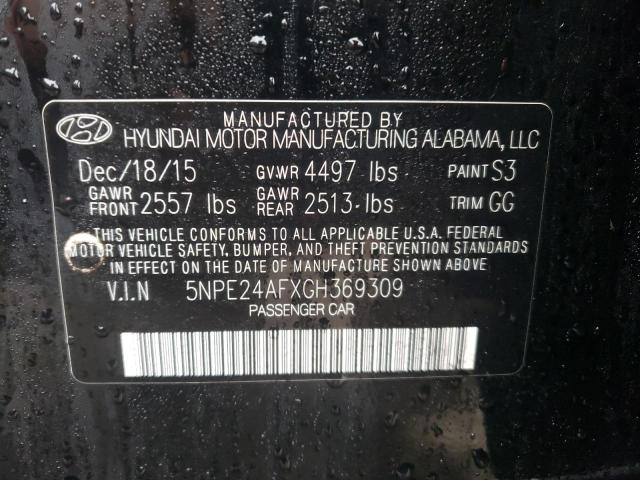 5NPE24AFXGH369309 - 2016 HYUNDAI SONATA SE BLACK photo 12