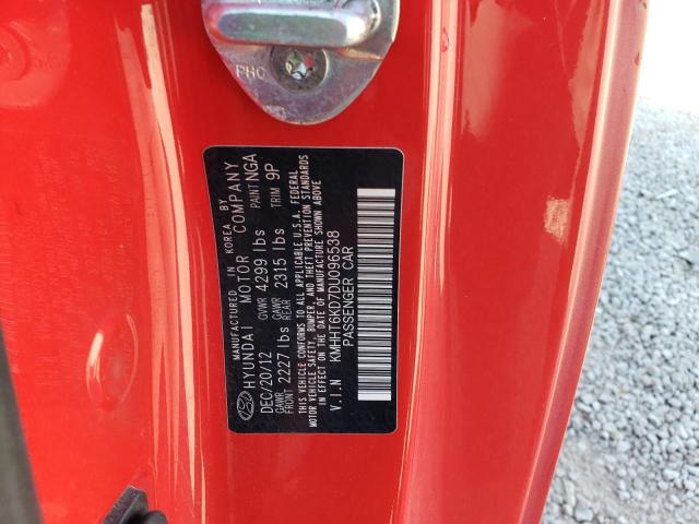 KMHHT6KD7DU096538 - 2013 HYUNDAI GENESIS CO 2.0T RED photo 12