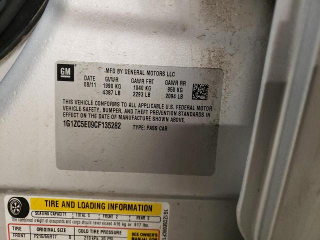 1G1ZC5E09CF135282 - 2012 CHEVROLET MALIBU 1LT ვერცხლისფერი ფოტო 13