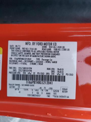 1FA6P8TH8G5212041 - 2016 FORD MUSTANG ORANGE photo 13