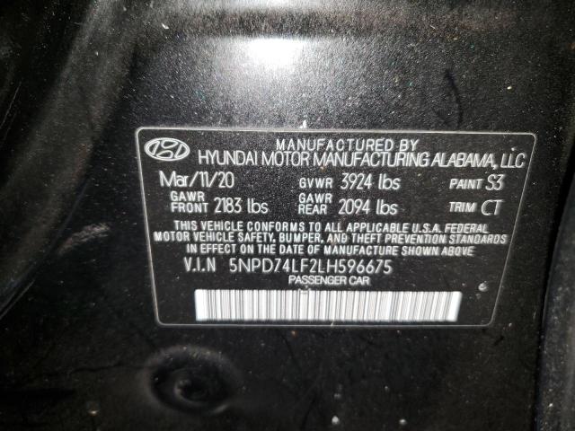 5NPD74LF2LH596675 - 2020 HYUNDAI ELANTRA SE BLACK photo 12