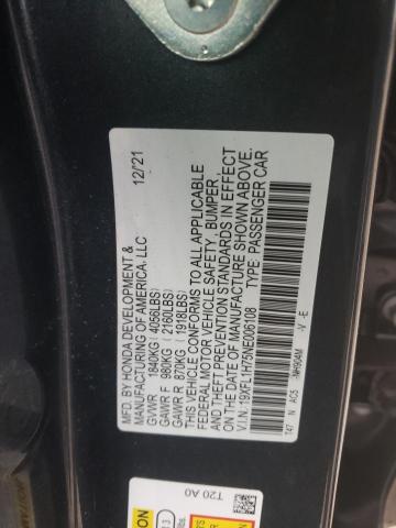 19XFL1H75NE006108 - 2022 HONDA CIVIC EXL გრაფიტი ფოტო 12