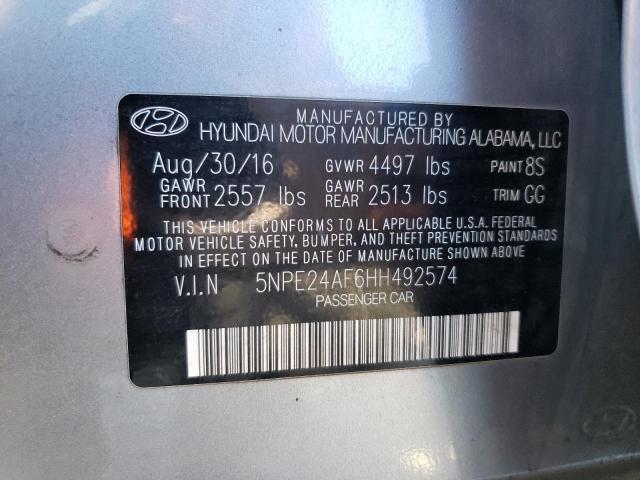 5NPE24AF6HH492574 - 2017 HYUNDAI SONATA SE GRAY photo 12