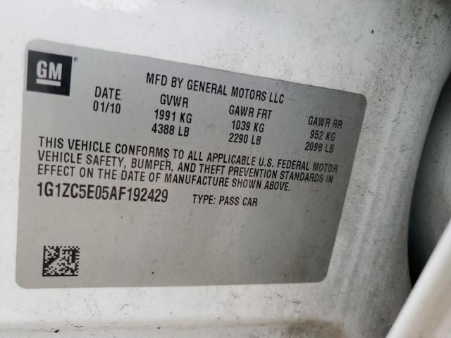 1G1ZC5E05AF192429 - 2010 CHEVROLET MALIBU 1LT WHITE photo 12