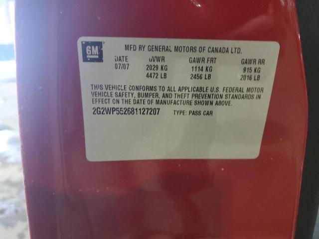 2G2WP552681127207 - 2008 PONTIAC GRAND PRIX 红色 照片 13