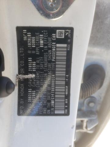JHMFC1F7XKX000334 - 2019 HONDA CIVIC EXL თეთრი ფოტო 13