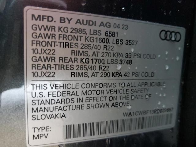 WA1CWBF13PD029657 - 2023 AUDI SQ8 PRESTIGE GRAY photo 13