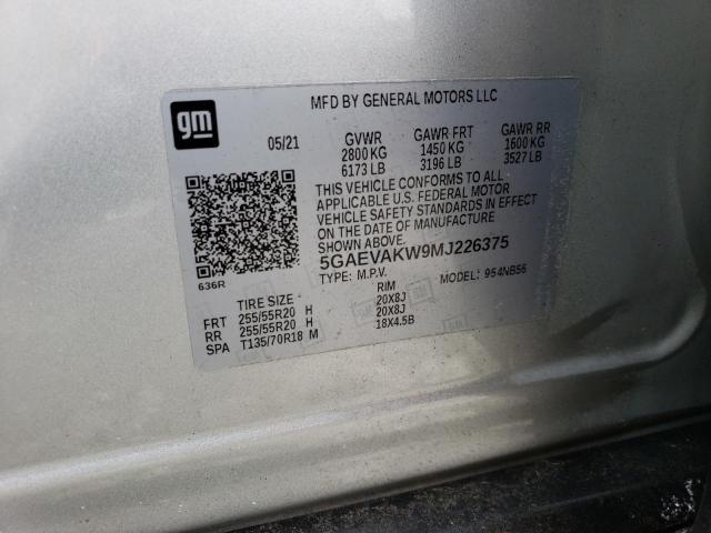 5GAEVAKW9MJ226375 - 2021 BUICK ENCLAVE ESSENCE ვერცხლისფერი ფოტო 13