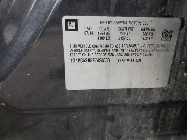 1G1PC5SB5E7424833 - 2014 CHEVROLET CRUZE LT CHARCOAL photo 13