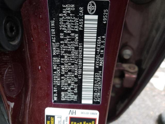 4T1BD1EB8FU048291 - 2015 TOYOTA AVALON HYBRID BURGUNDY photo 12