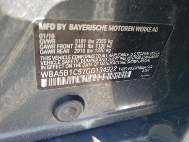 WBA5B1C57GG134922 - 2016 BMW 535 I GRAY photo 12