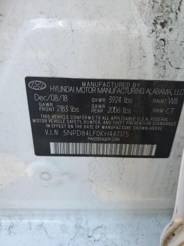 5NPD84LF0KH447175 - 2019 HYUNDAI ELANTRA SEL WHITE photo 12