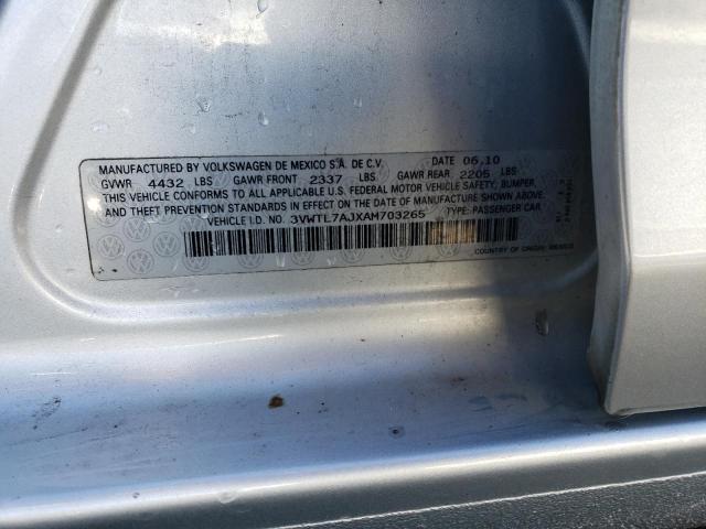 3VWTL7AJXAM703265 - 2010 VOLKSWAGEN JETTA TDI SILVER photo 12