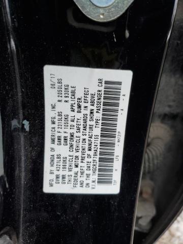 1HGCR2F79HA247155 - 2017 HONDA ACCORD EX BLACK photo 12