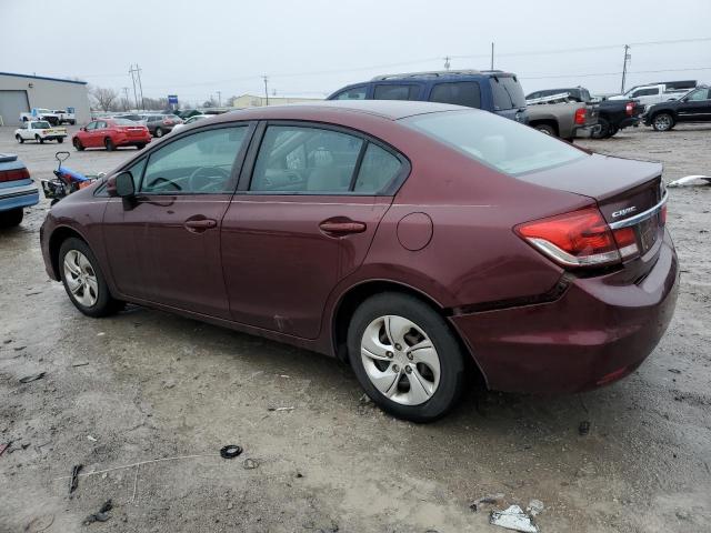 19XFB2F51DE098309 - 2013 HONDA CIVIC LX BURGUNDY photo 2