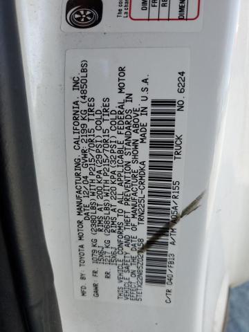 5TETX22N85Z027158 - 2005 TOYOTA TACOMA ACCESS CAB Ақ фото 12