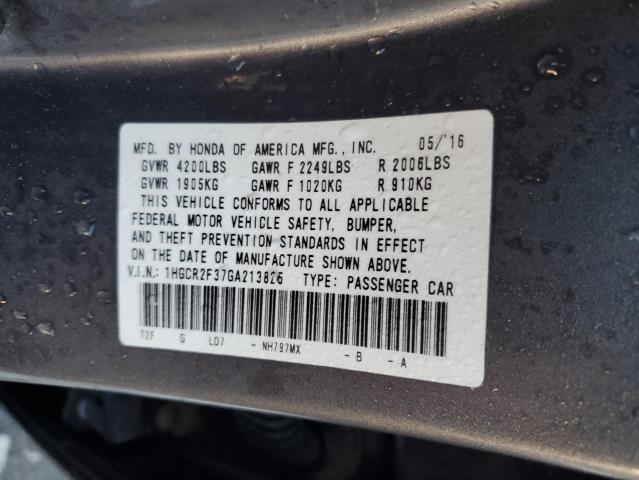 1HGCR2F37GA213825 - 2016 HONDA ACCORD LX SILVER photo 12