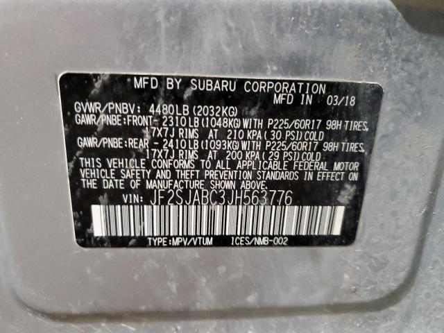 JF2SJABC3JH563776 - 2018 SUBARU FORESTER 2.5I SILVER photo 14