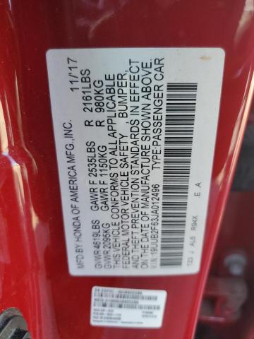 19UUB2F63JA012496 - 2018 ACURA TLX TECH+A წითელი ფოტო 12