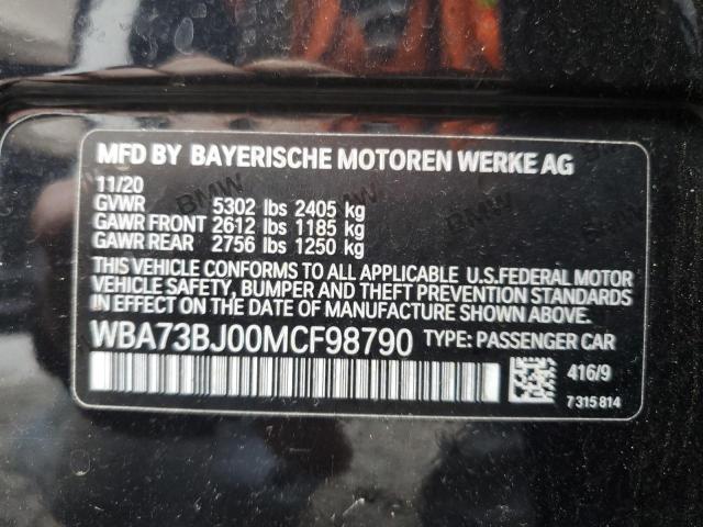 WBA73BJ00MCF98790 - 2021 BMW 540 XI BLUE photo 12