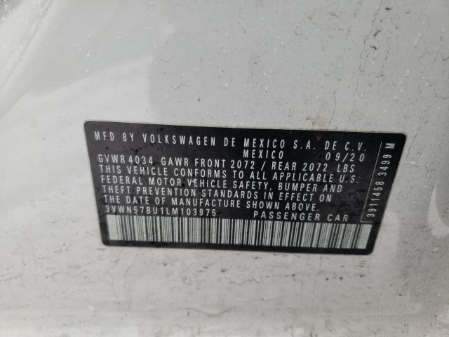 3VWN57BU1LM103975 - 2020 VOLKSWAGEN JETTA S WHITE photo 12