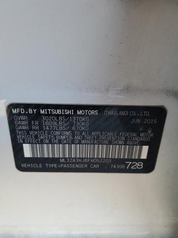 ML32A3HJ6FH052203 - 2015 MITSUBISHI MIRAGE DE WHITE photo 12