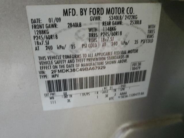 2FMDK38C49BA67929 - 2009 FORD EDGE SEL SILVER photo 13