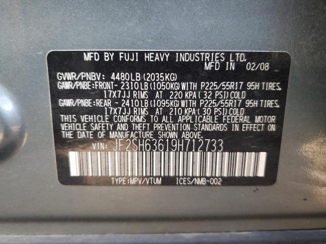 JF2SH63619H712733 - 2009 SUBARU FORESTER 2.5X PREMIUM SILVER photo 12