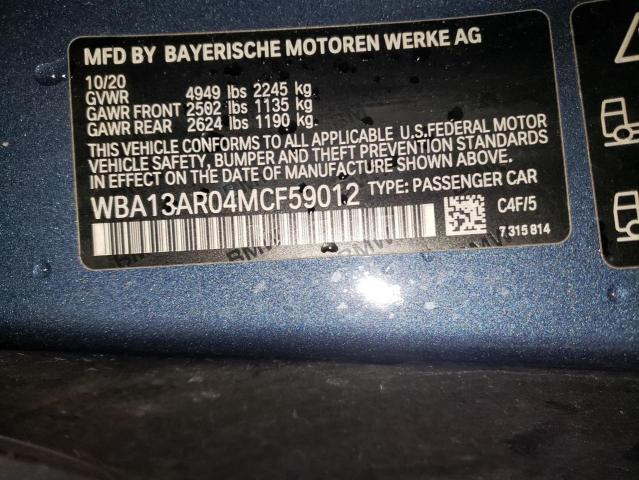 WBA13AR04MCF59012 - 2021 BMW M440XI BLUE photo 12