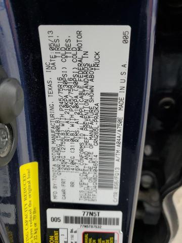 5TFJU4GN8DX046514 - 2013 TOYOTA TACOMA DOUBLE CAB PRERUNNER BLUE photo 12