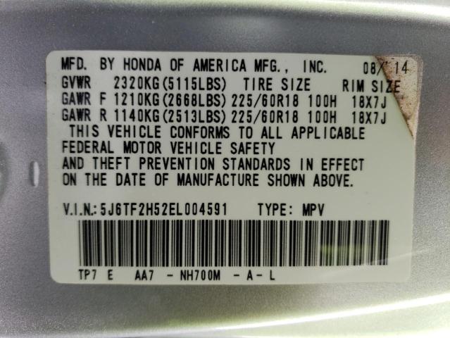 5J6TF2H52EL004591 - 2014 HONDA CROSSTOUR EXL ვერცხლისფერი ფოტო 13