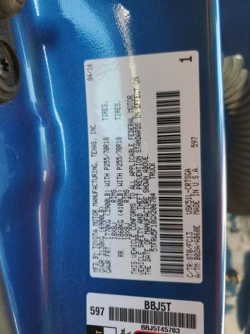 5TFRW5F18GX206784 - 2016 TOYOTA TUNDRA DOUBLE CAB SR/SR5 BLUE photo 12