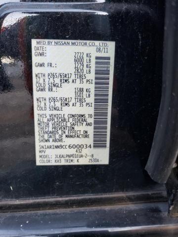 5N1AR1NN9CC600034 - 2012 NISSAN PATHFINDER S BLACK photo 14